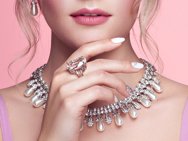 Woman with Gemstone Jewelry